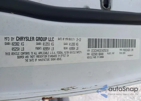 2012 Dodge Charger Police from USA, damaged, VIN 2C3CDXAG3CH225216